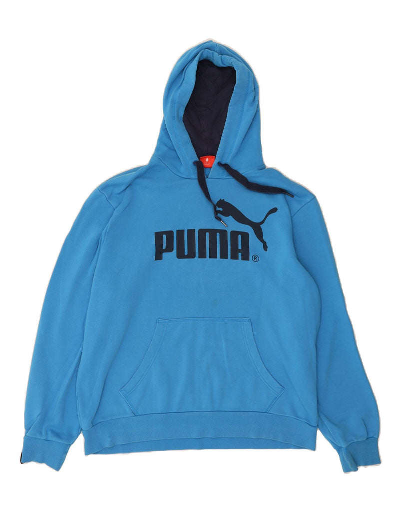 PUMA Mens Graphic Hoodie Jumper XL Blue Cotton Vintage Puma and Second-Hand Puma from Messina Hembry 