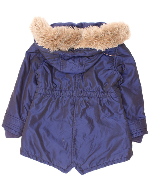 Ted Baker Girls Hooded Parka Jacket 5-6 Years Navy Blue Nylon