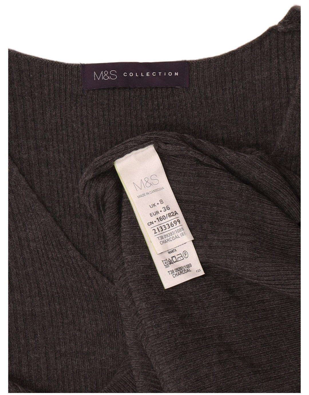 Marks & Spencer Womens V-Neck Jumper Sweater UK 8 Small Grey Acrylic