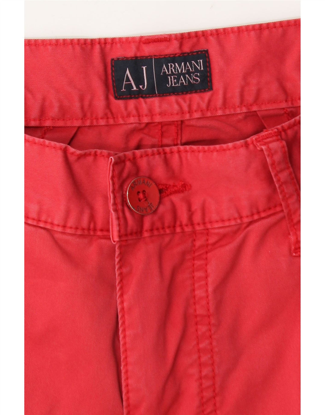 Armani Mens Regular Fit Straight Jeans W33 L29 Red Cotton