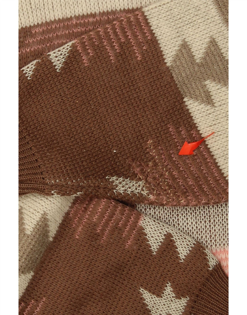 LUCIA Womens Roll Neck Jumper Sweater UK 12 Medium  Brown Fair Isle Aztec Vintage Lucia and Second-Hand Lucia from Messina Hembry 