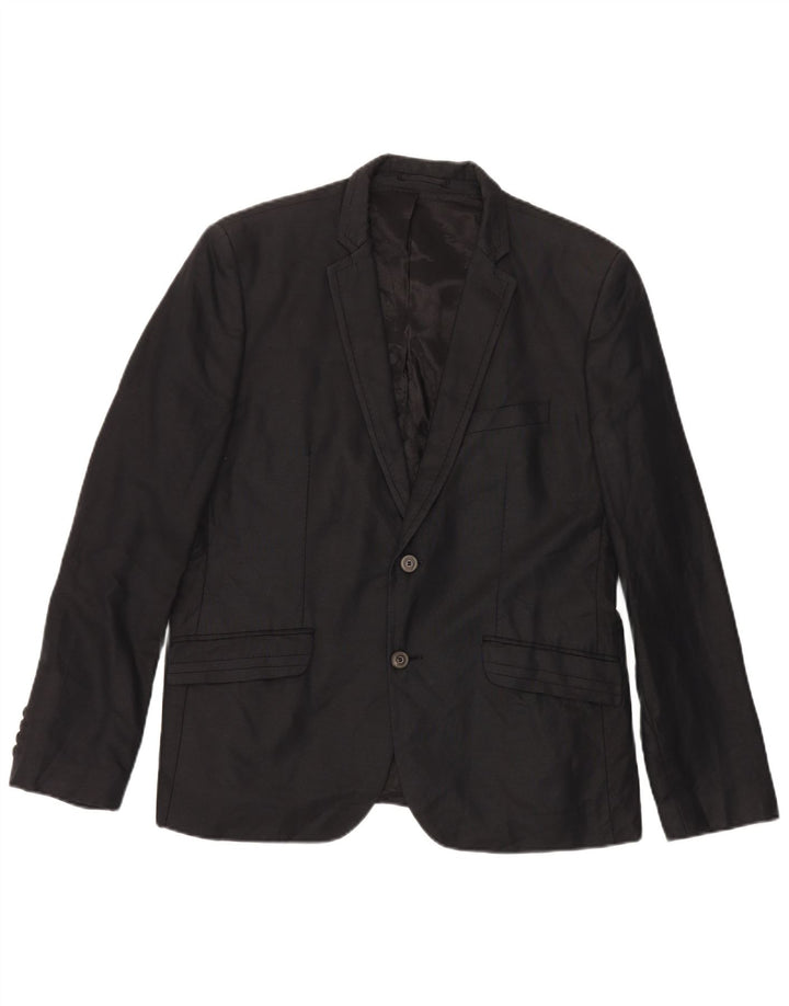 Zara Mens 2 Button Blazer Jacket EU 54 XL Black