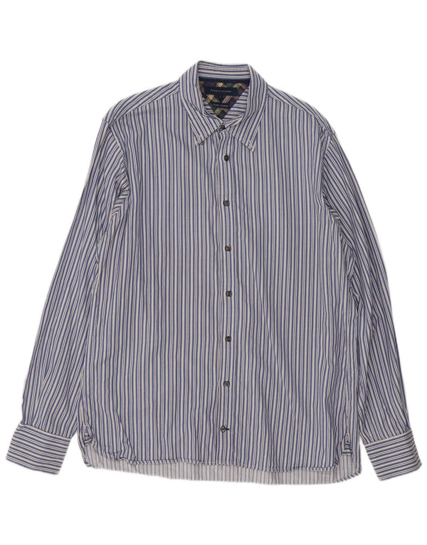 Tommy Hilfiger Mens Shirt Large Blue Striped Cotton