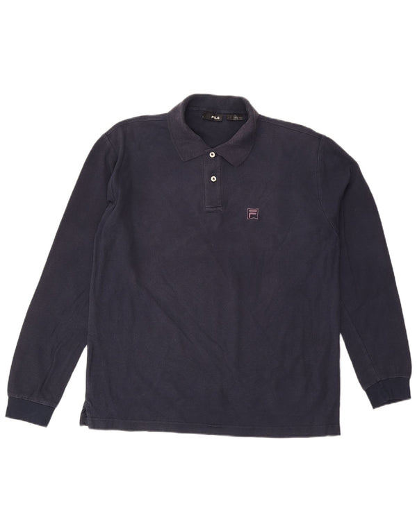 FILA Mens Long Sleeve Polo Shirt Large Navy Blue