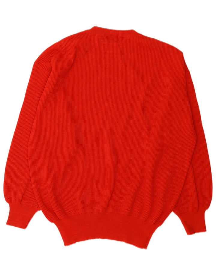 Les Copains Womens Crew Neck Jumper Sweater UK 16 Large Red Wool