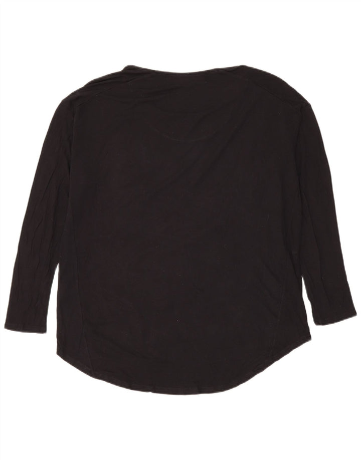 Desigual Womens Abstract Pattern Top Long Sleeve UK 20 2XL Black Modern