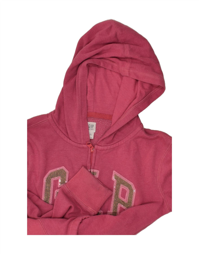 GAP Girls Graphic Zip Hoodie Sweater 9-10 Years Large Pink Cotton | Vintage Gap | Thrift | Second-Hand Gap | Used Clothing | Messina Hembry 