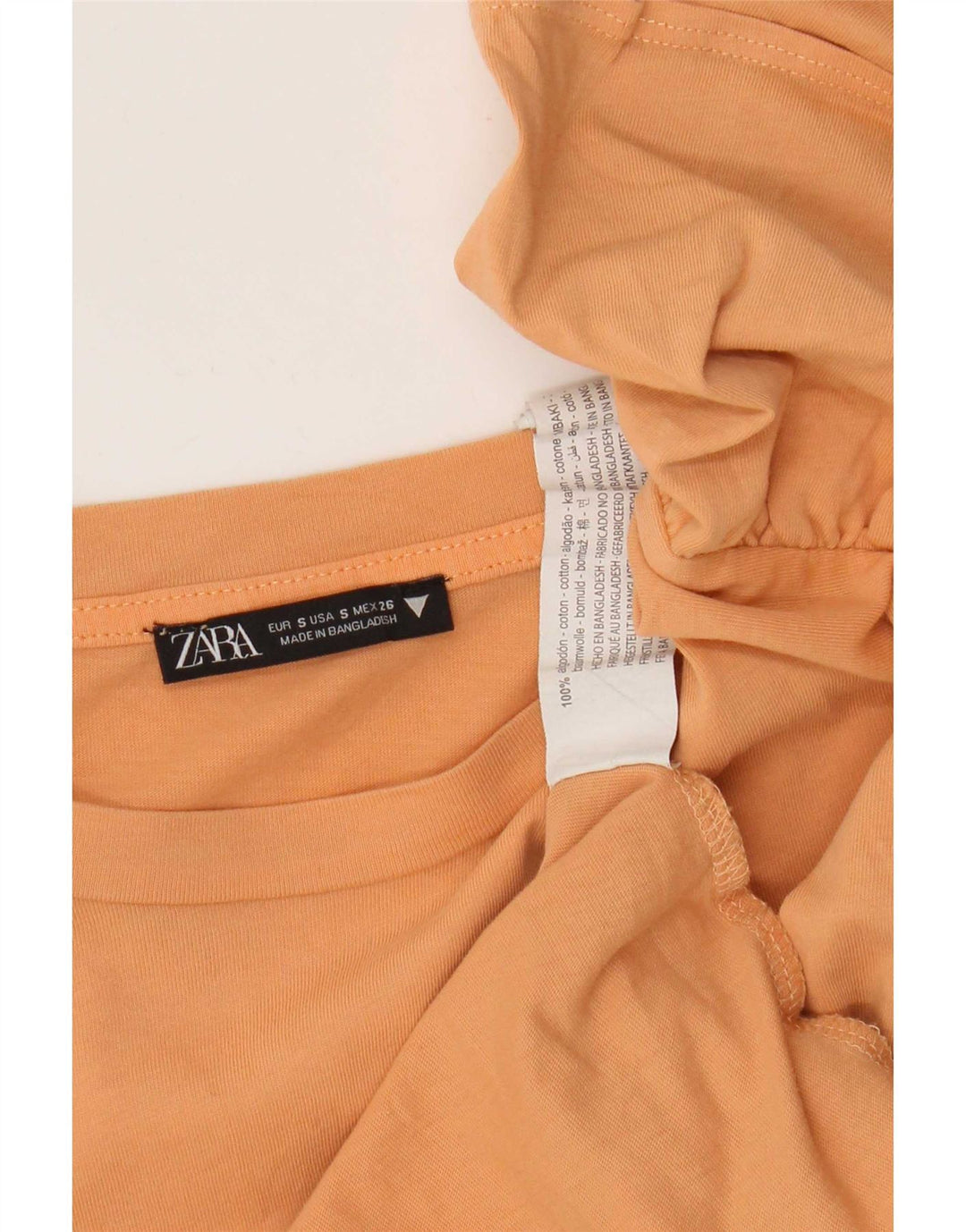 Zara Womens Crop Batwing Blouse Top UK 10 Small Orange Cotton