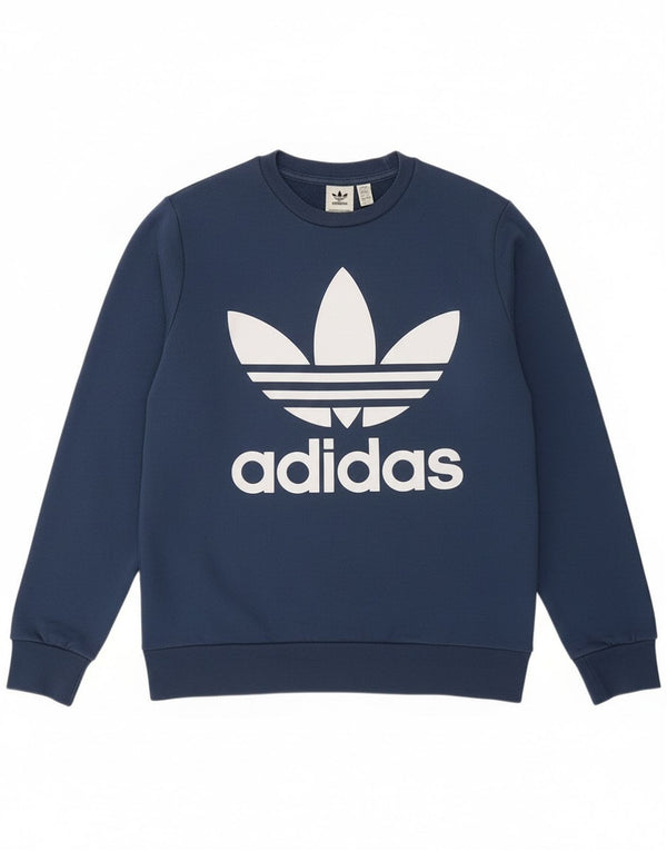 Adidas Boys Graphic Sweatshirt Jumper 13-14 Years Blue Cotton