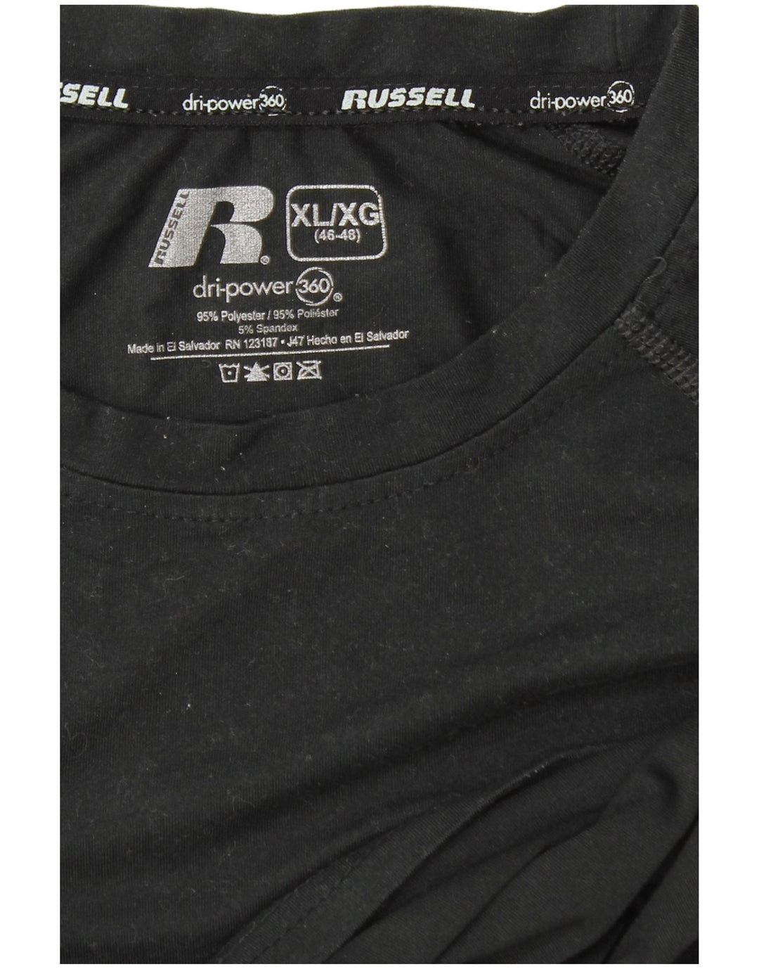 RUSSELL ATHLETIC Mens Dri-Power Top Long Sleeve XL Black Polyester