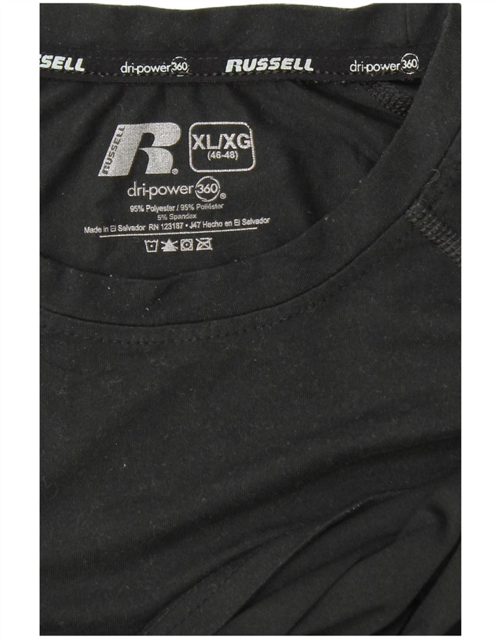 RUSSELL ATHLETIC Mens Dri-Power Top Long Sleeve XL Black Polyester