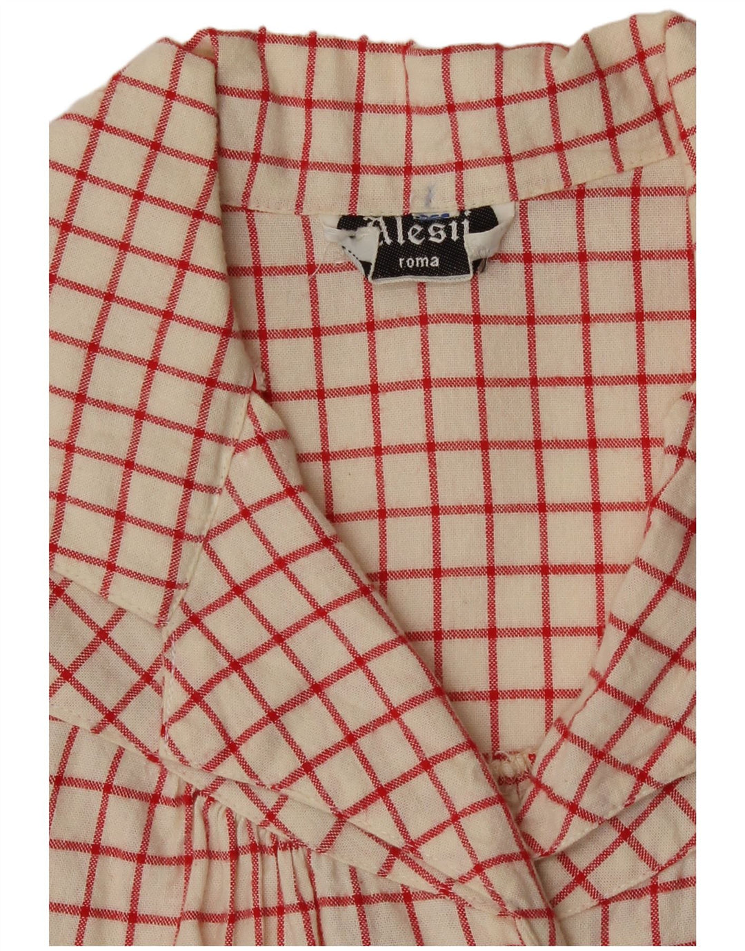 Vintage Womens 3/4 Sleeve Shirt UK 12 Medium Off White Check