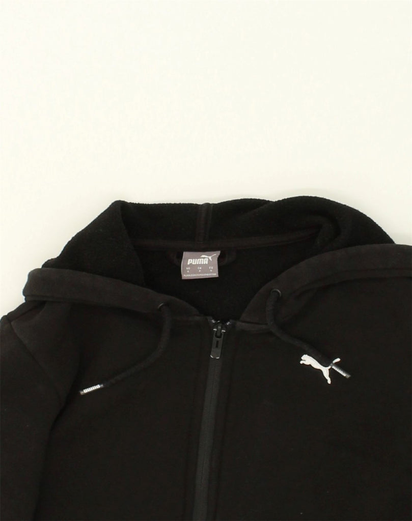 PUMA Womens Zip Hoodie Sweater UK 10 Small Black Cotton | Vintage Puma | Thrift | Second-Hand Puma | Used Clothing | Messina Hembry 