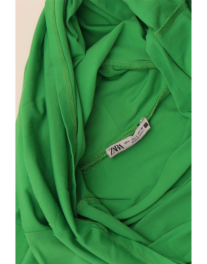 Zara Womens Top Long Sleeve UK 14 Large Green
