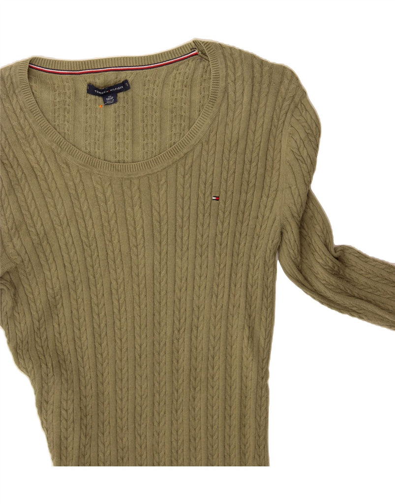TOMMY HILFIGER Womens Boat Neck Jumper Sweater UK 6 XS Green Vintage Tommy Hilfiger and Second-Hand Tommy Hilfiger from Messina Hembry 