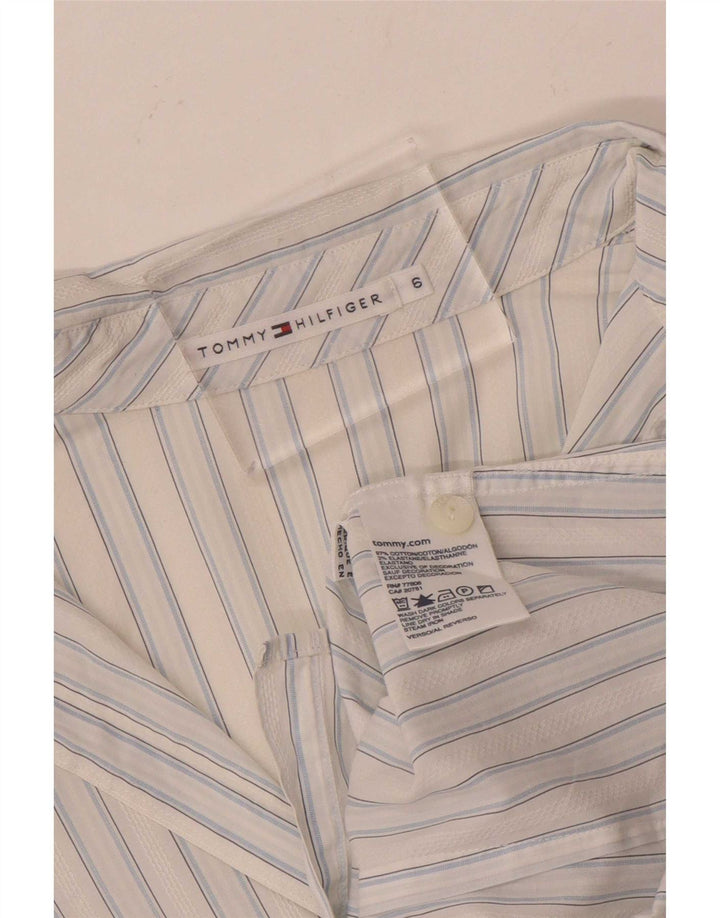 Tommy Hilfiger Womens Shirt US 6 Medium White Striped Cotton