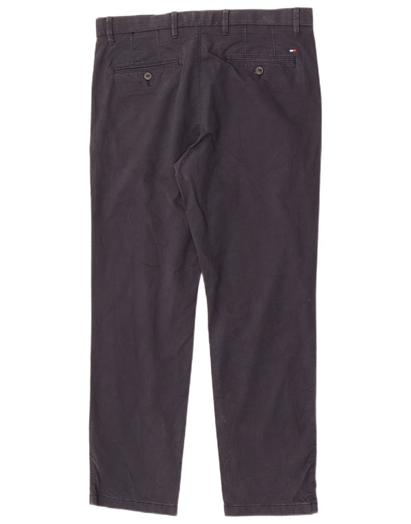 Tommy Hilfiger Mens Straight Chino Trousers W34 L30 Navy Blue Cotton
