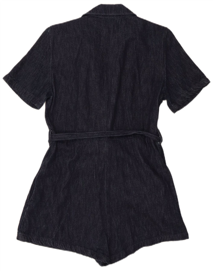 Zara Womens Denim Playsuit UK 12 Medium Navy Blue