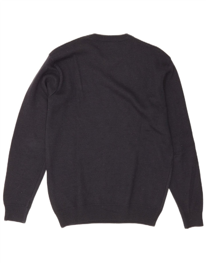 Lacoste Mens Crew Neck Jumper Sweater Size 5 Large Navy Blue Wool