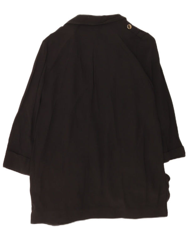 Reiss Womens Oversized Open Blazer Jacket UK 10 Small Black Acetate