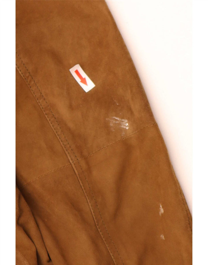 Vintage Mens Suede Bomber Jacket IT 52 XL Brown Leather