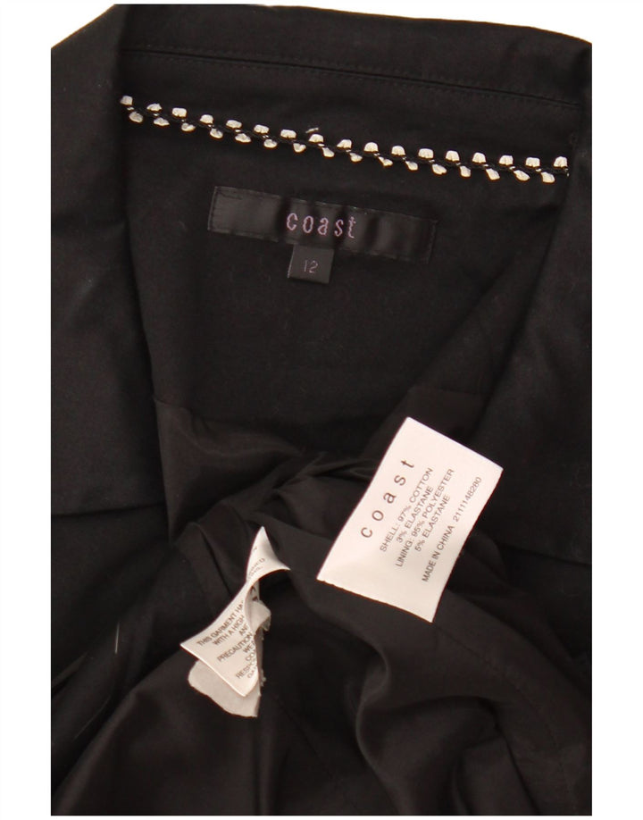 Coast Womens 3/4 Sleeve Bolero Jacket UK 12 Medium Black Cotton