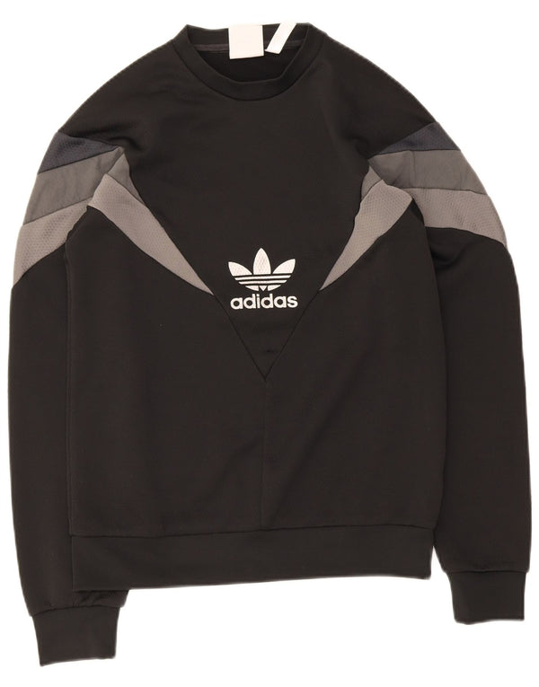 Adidas Mens Sweatshirt Jumper XS Black Colourblock Polyester