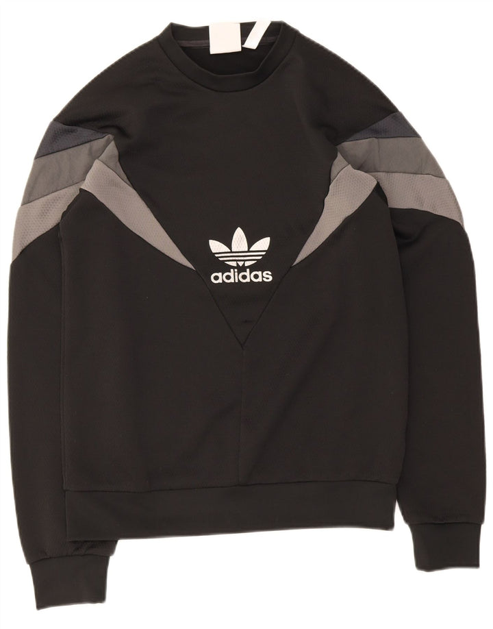 Adidas Mens Sweatshirt Jumper XS Black Colourblock Polyester