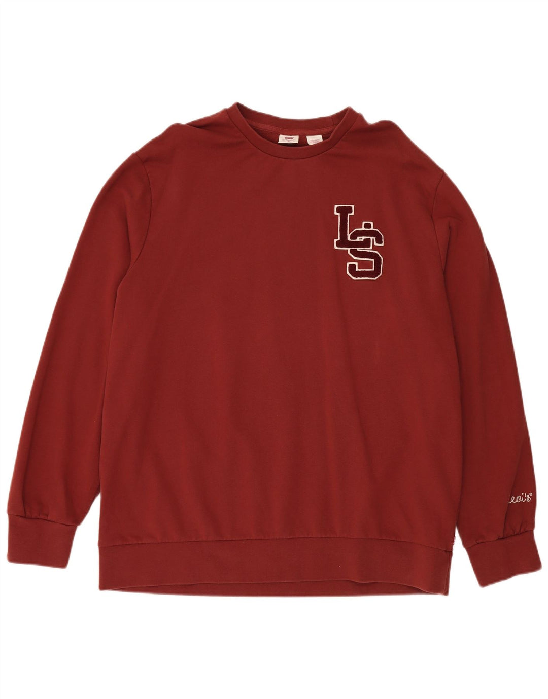 LEVI'S Mens Graphic Standard Fit Sweatshirt Jumper XL Maroon Cotton