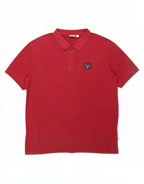 Napapijri Mens Geographic Polo Shirt 3XL Red Cotton