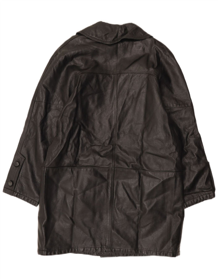 Vintage Womens Leather Coat UK 16 Large Black