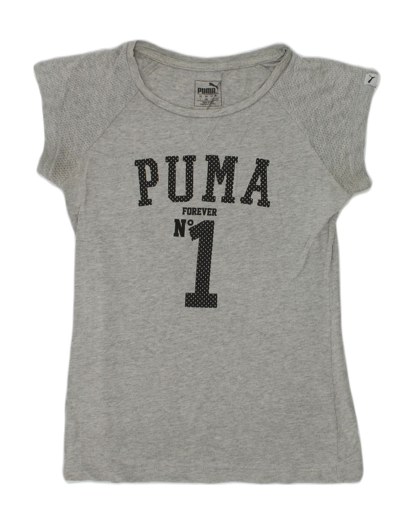 PUMA Girls Graphic T-Shirt Top 11-12 Years Large  Grey Cotton | Vintage Puma | Thrift | Second-Hand Puma | Used Clothing | Messina Hembry 