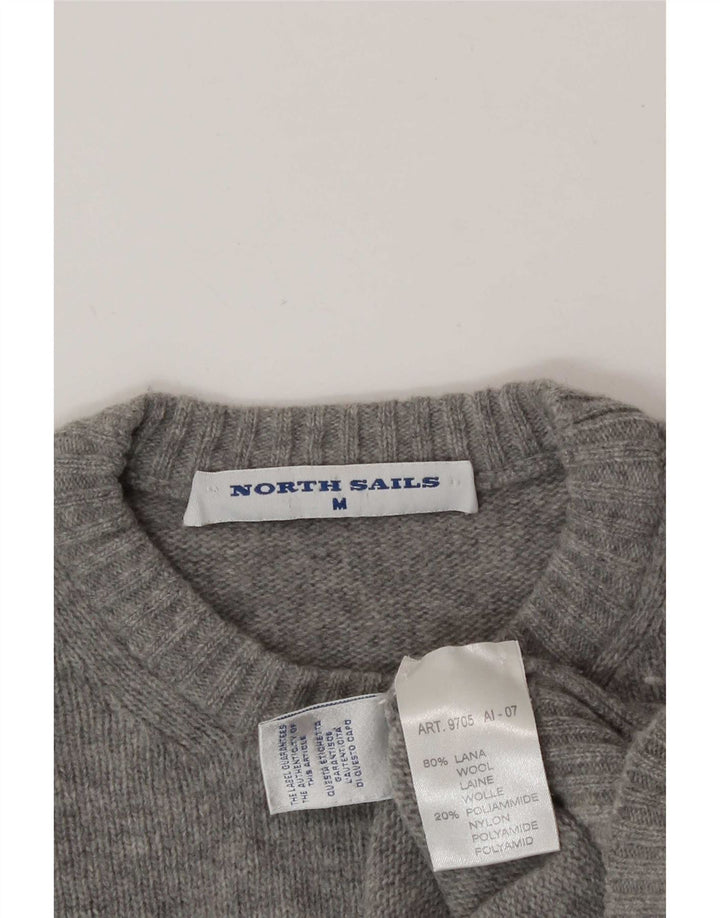 North Sails Mens Crew Neck Jumper Sweater Medium Grey Wool