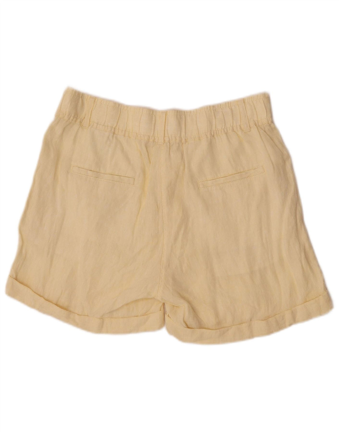 Marks & Spencer Womens Chino Shorts UK 12 Medium W30 Yellow Linen