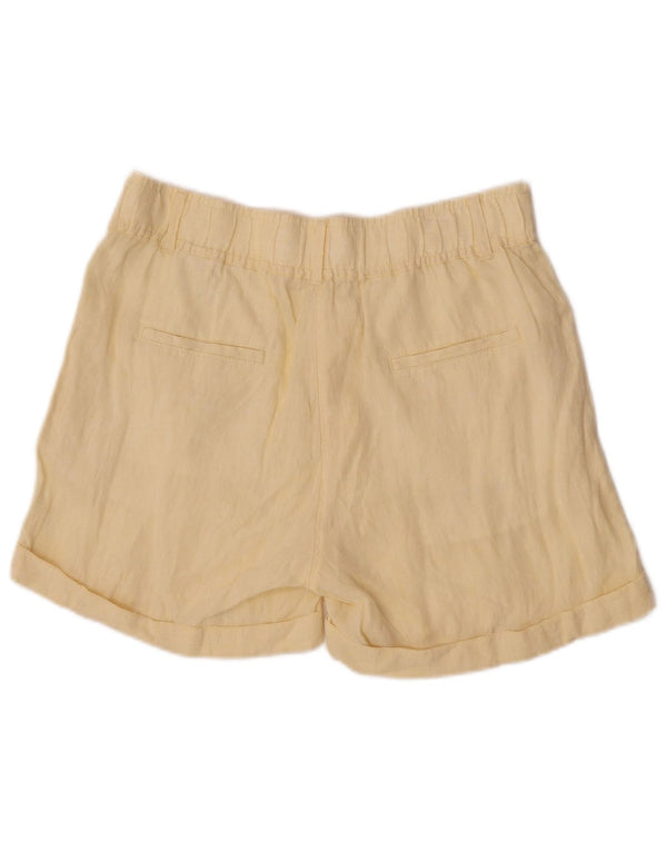 Marks & Spencer Womens Chino Shorts UK 12 Medium W30 Yellow Linen