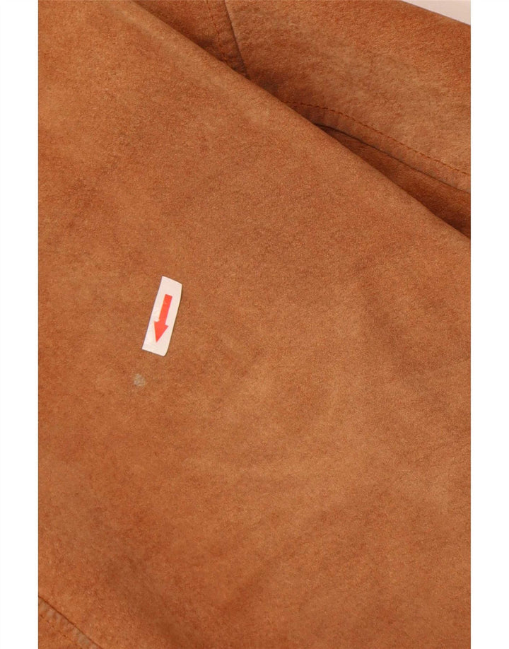 Alan Gordon Womens Suede Bomber Jacket UK 14 Large Beige Leather