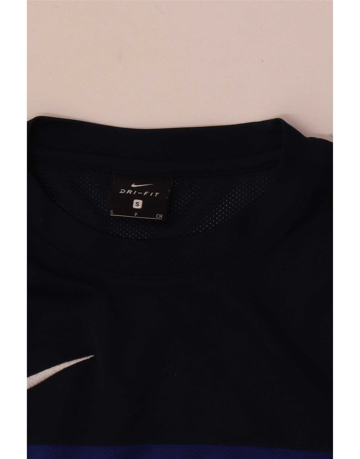 Nike Mens Dri Fit T-Shirt Top Small Navy Blue Colourblock