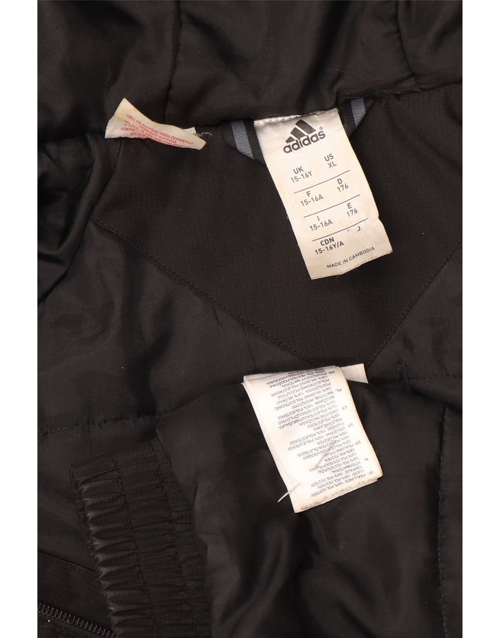 Adidas Boys Hooded Windbreaker Jacket 15-16 Years  Black Polyester