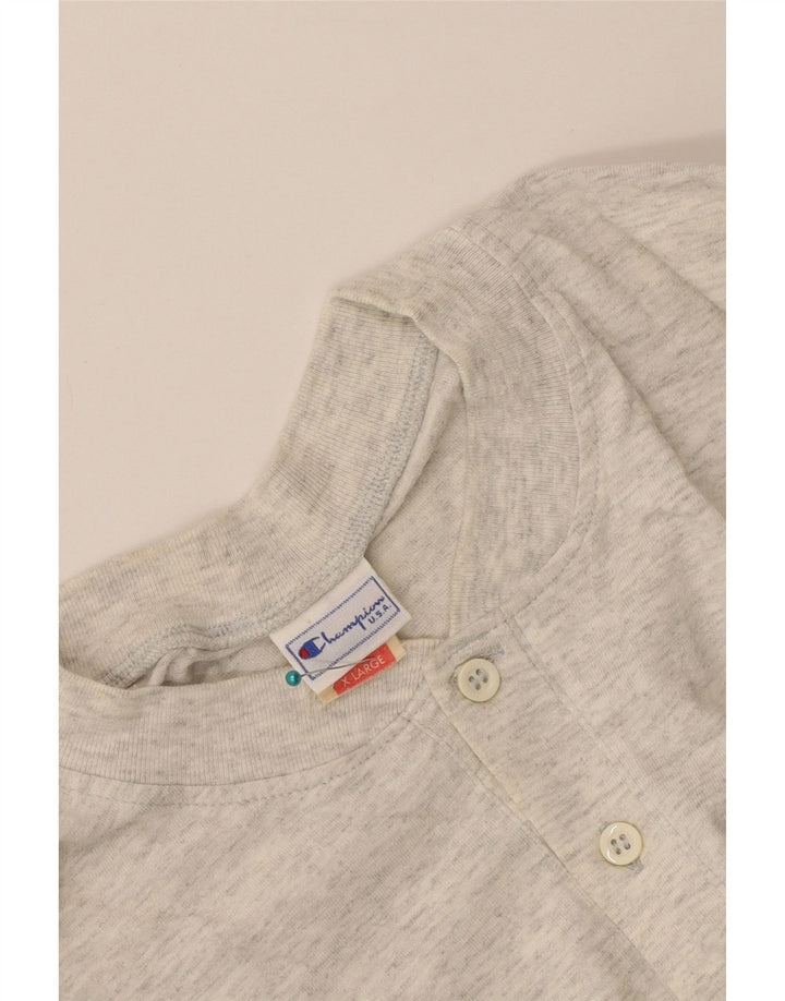 Champion Mens Top Long Sleeve XL Grey Flecked Cotton