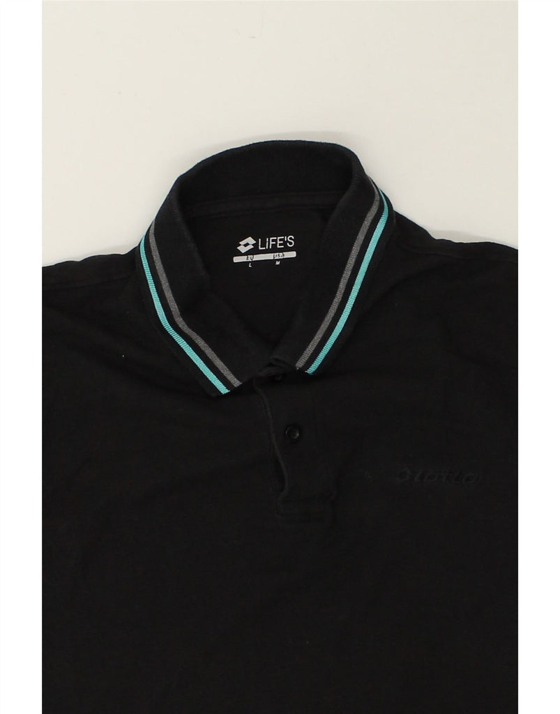 LOTTO Mens Polo Shirt Large Black Cotton | Vintage Lotto | Thrift | Second-Hand Lotto | Used Clothing | Messina Hembry 