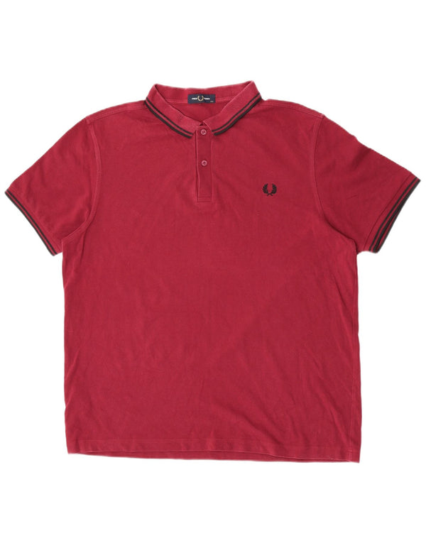 Fred Perry Mens Polo Shirt 2XL Burgundy Cotton