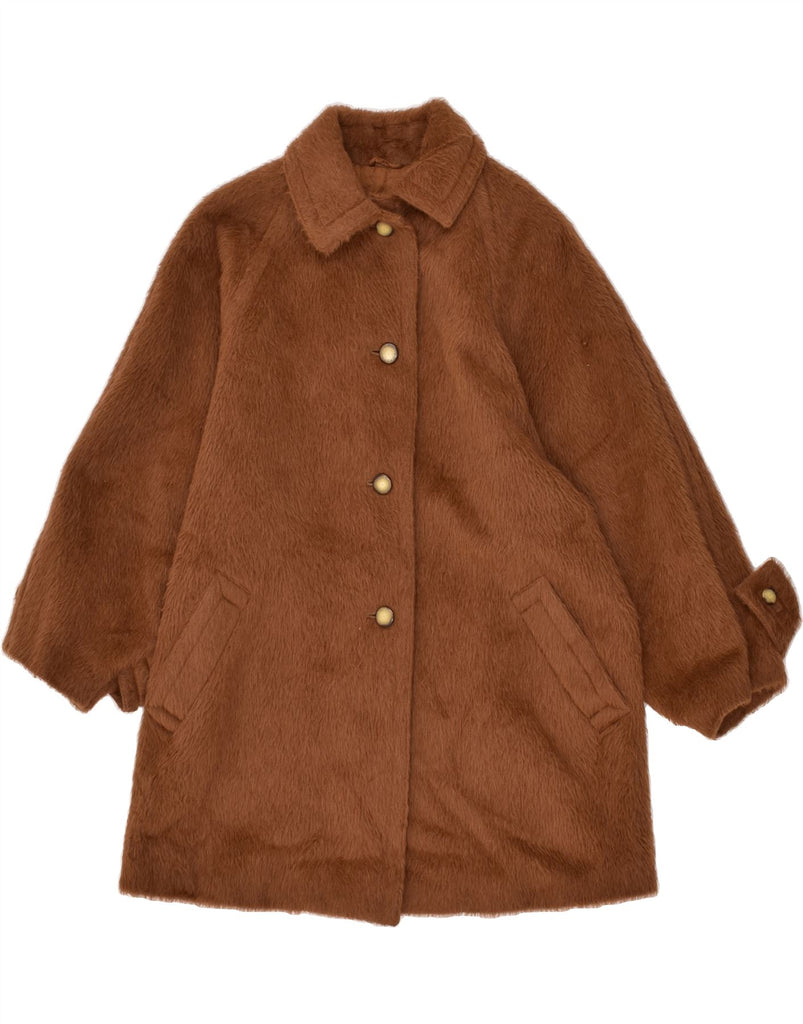 LES COPAINS Womens Overcoat UK 16 Large Brown Alpaca Wool Vintage Les Copains and Second-Hand Les Copains from Messina Hembry 