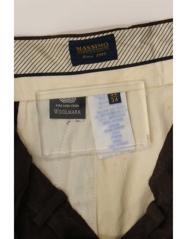 Massimo Dutti Mens Pegged Suit Trousers EU 44 Large W34 L28 Brown Wool