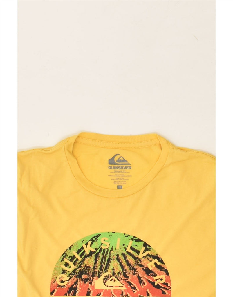 QUIKSILVER Boys Regular Fit Graphic T-Shirt Top 13-14 Years Yellow Cotton | Vintage Quiksilver | Thrift | Second-Hand Quiksilver | Used Clothing | Messina Hembry 