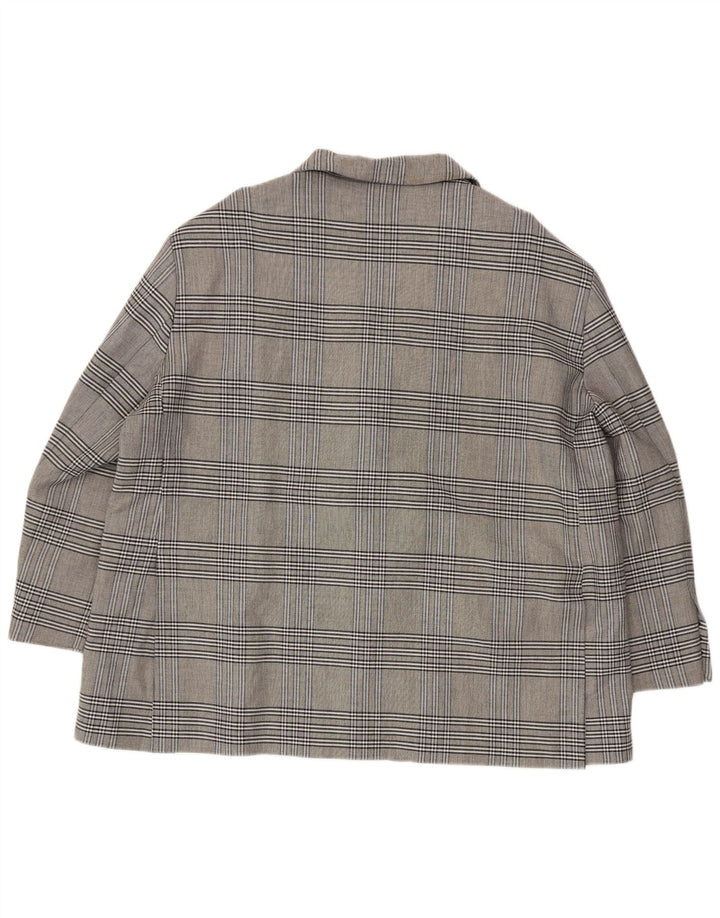 ZARA Womens 2 Button Oversized Blazer Jacket UK 18 XL Grey Check Viscose