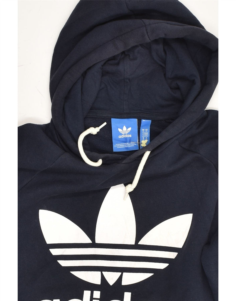 ADIDAS Mens Graphic Hoodie Jumper Medium Navy Blue Cotton | Vintage Adidas | Thrift | Second-Hand Adidas | Used Clothing | Messina Hembry 