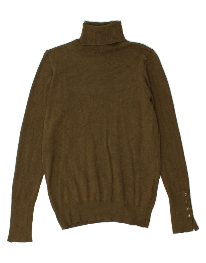 ZARA Womens Roll Neck Jumper Sweater UK 12 Medium Khaki Viscose Vintage Zara and Second-Hand Zara from Messina Hembry 