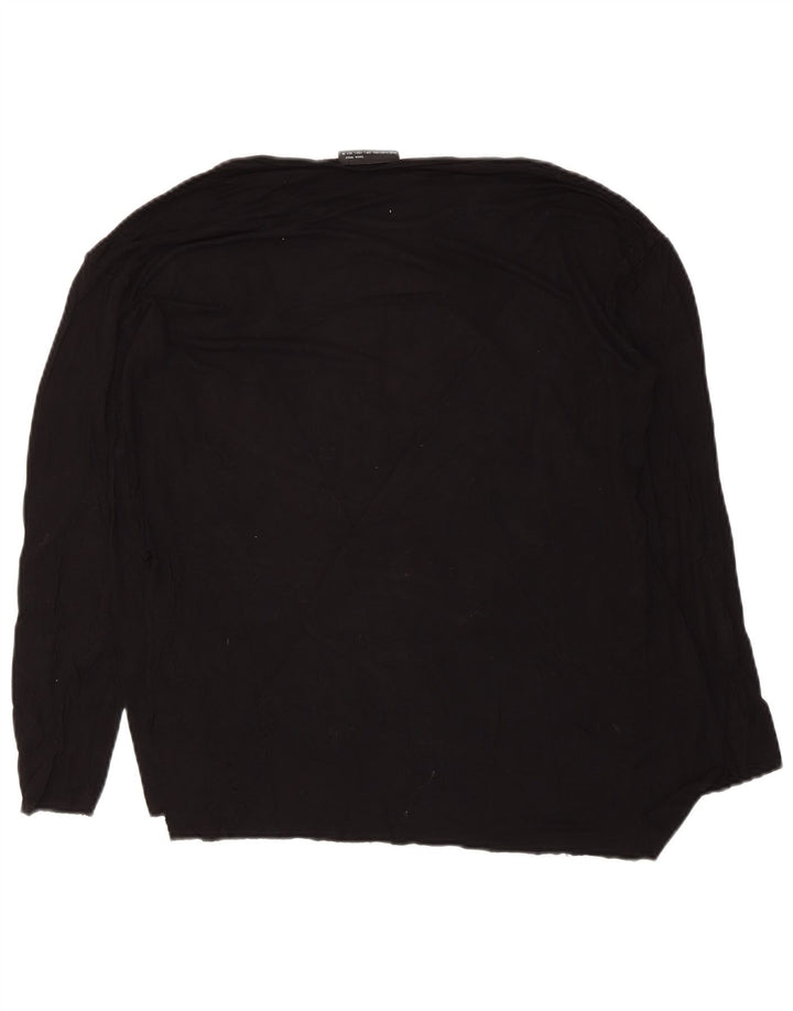 Zara Womens Abstract Pattern Top Long Sleeve UK 16 Large Black