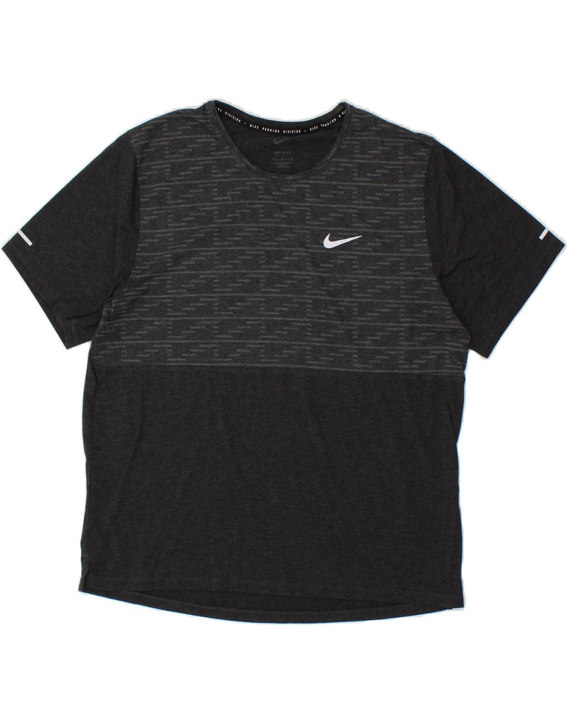 NIKE Mens Dri Fit Graphic T-Shirt Top Large Black Polyester | Vintage Nike | Thrift | Second-Hand Nike | Used Clothing | Messina Hembry 