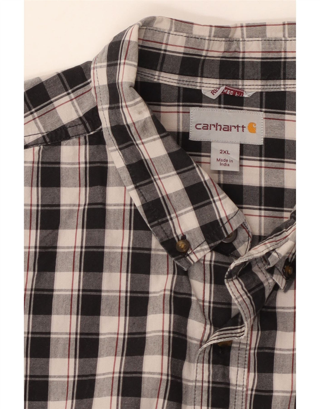 CARHARTT Mens Short Sleeve Relaxed Fit Shirt 2XL Black Check